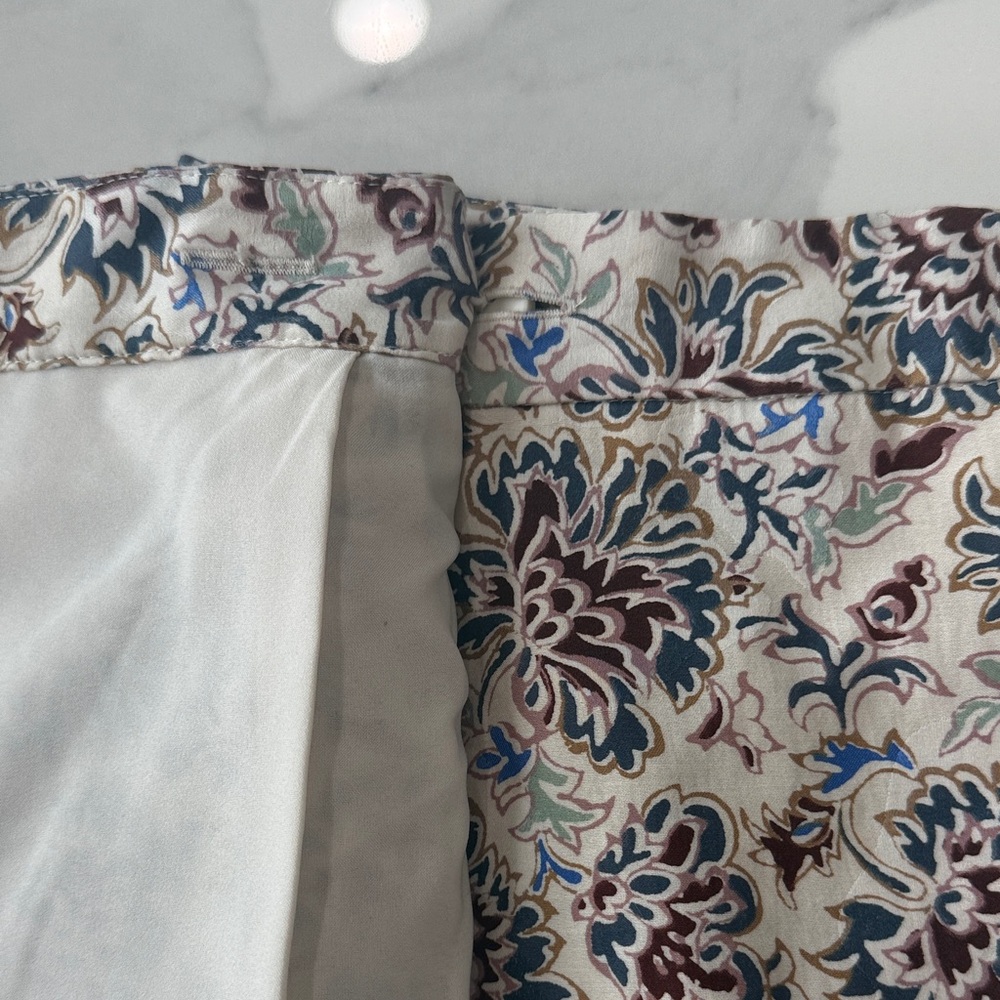 Tory Burch Floral A-Line Skirt in Cream and Brown with pockets - Picture 5 of 11